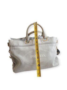 Prada Denim Canvas Large Tote Bag Crossbody Grey